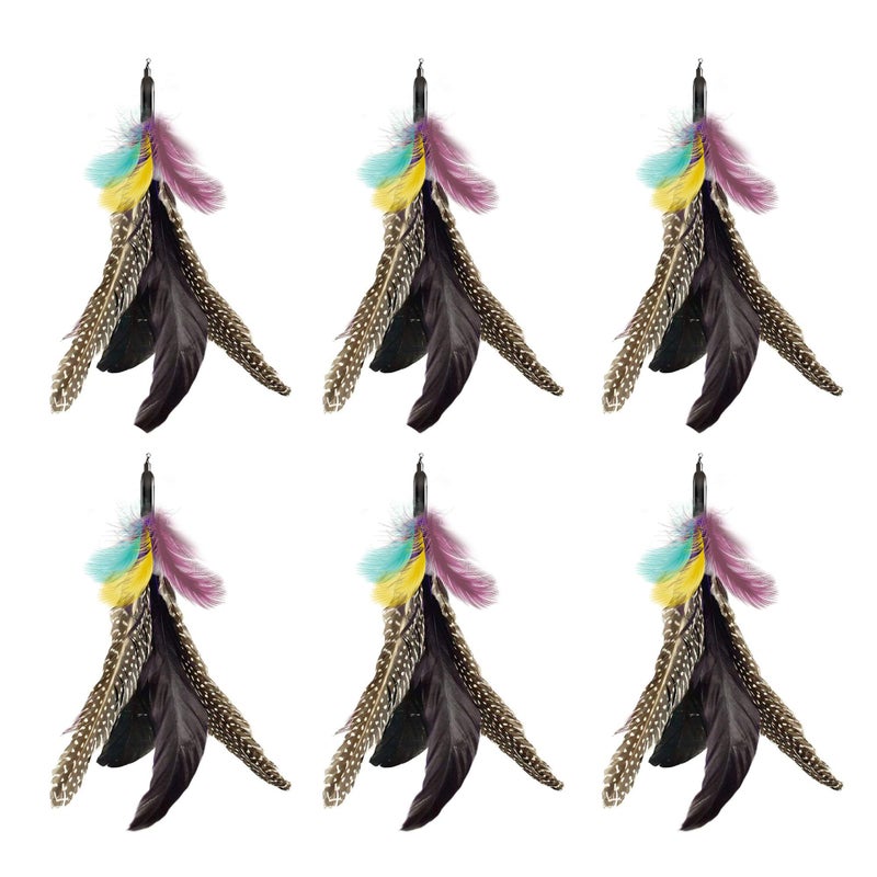 Highland Farms Select Handmade Natural Feather Cat Toy Dah Bird Refills - Interactive Cat and Kitten Toy - 6 Pack - Image 1